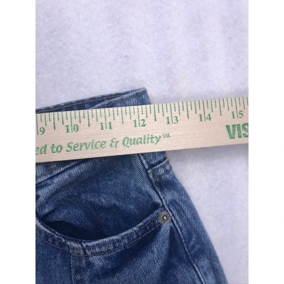 Nasty Gal High Waisted Straight Leg Jeans Blue Front Seam Raw Hem Size 2 25W - Picture 5 of 13